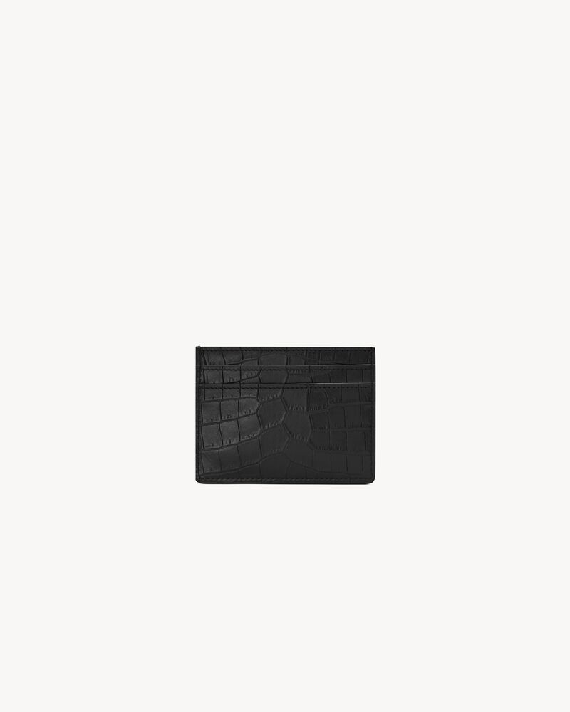 TINY CASSANDRE card case in crocodile-embossed leather