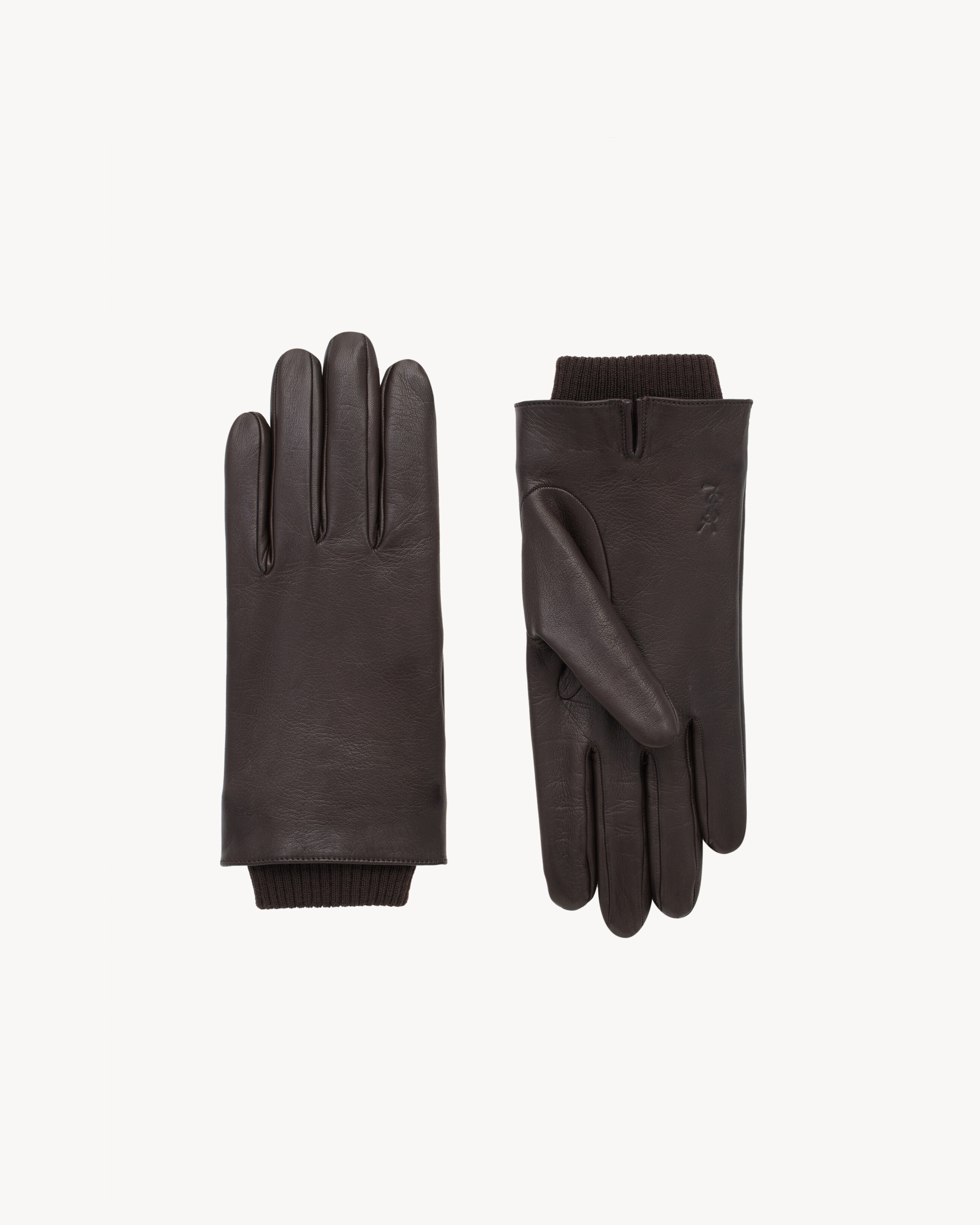 CASSANDRE CUFFED GLOVES IN LEATHER AND WOOL