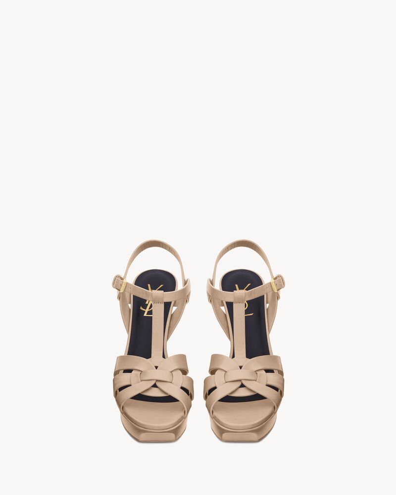 Tribute platform sandals in smooth leather