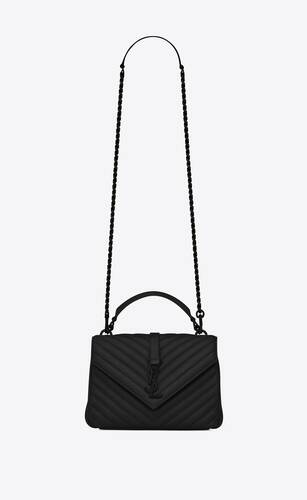 YSL Yves Saint Laurent Fringe Black Leather Tote Handbag -