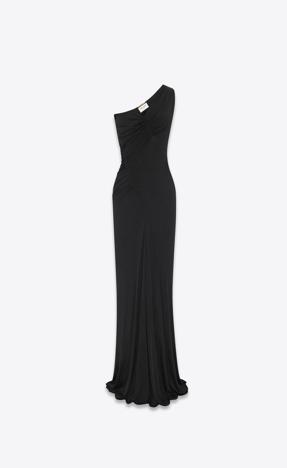 ONE SHOULDER LONG DRESS IN SHINY JERSEY