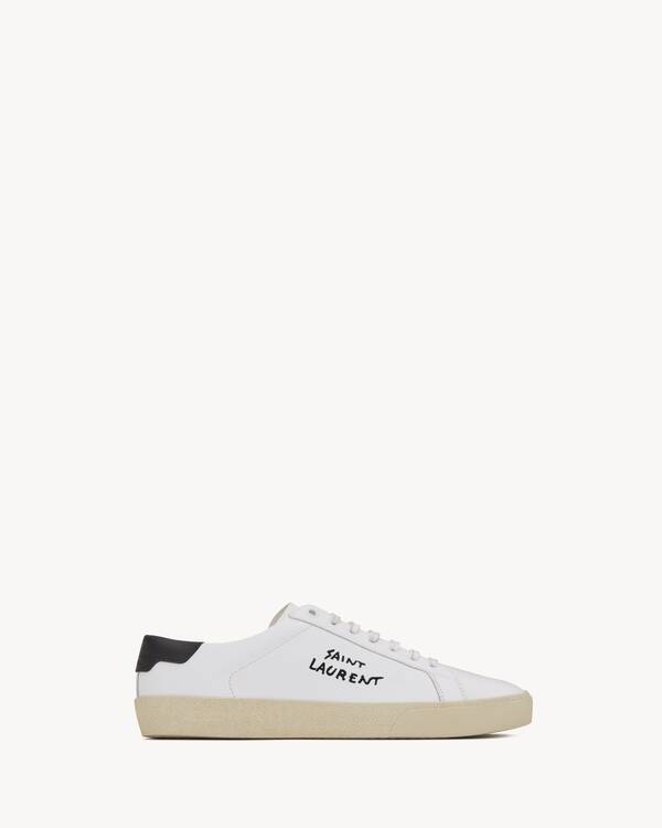 court sl/06 sneaker aus optisch weißem leder und goldener stickerei