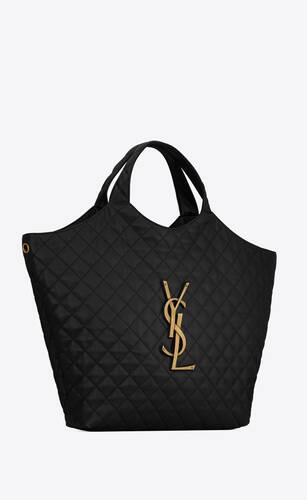 AUTHENTIC Saint Laurent ICARE Maxi Shopping Tote Bag Black Lambskin YSL