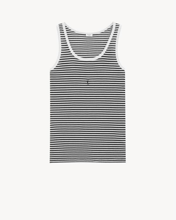 SAINT LAURENT ロゴ刺繍 リブコットン タンクトップ 人気 (Saint