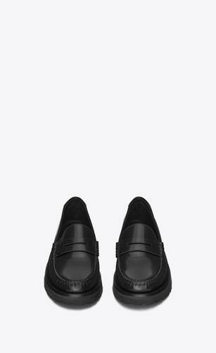 le loafer chunky monogram penny slippers in smooth leather