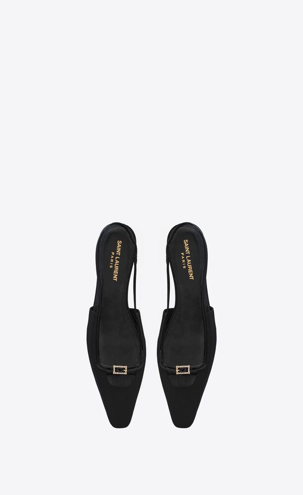 blade slingback flats in ottoman fabric and patent leather