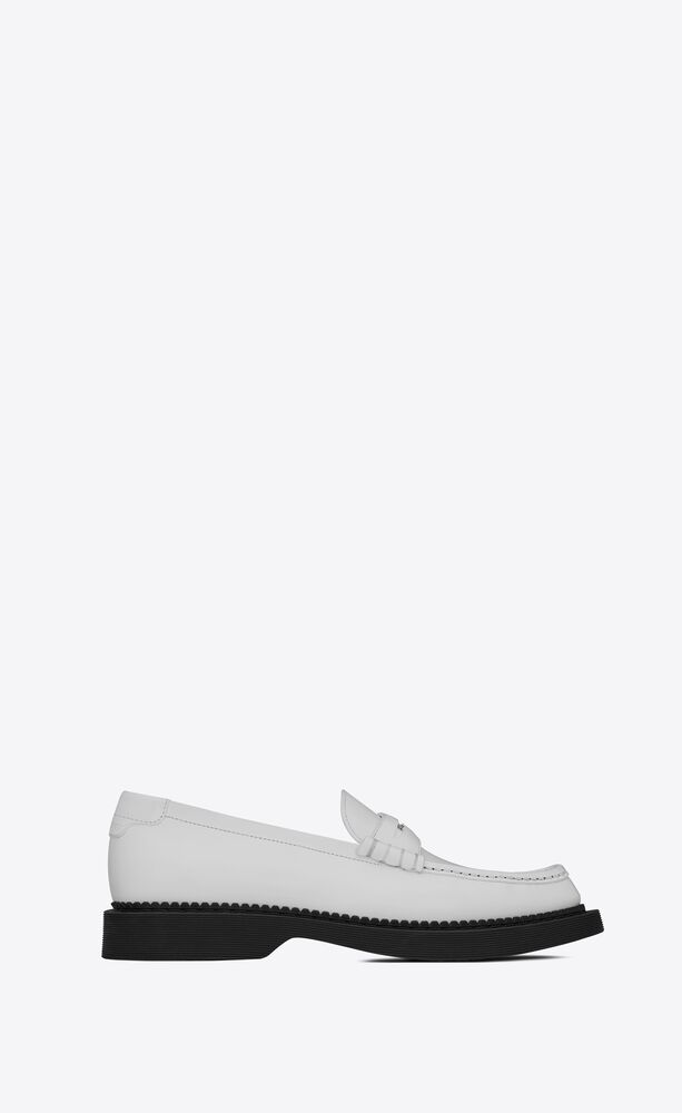 saint laurent black and white loafers