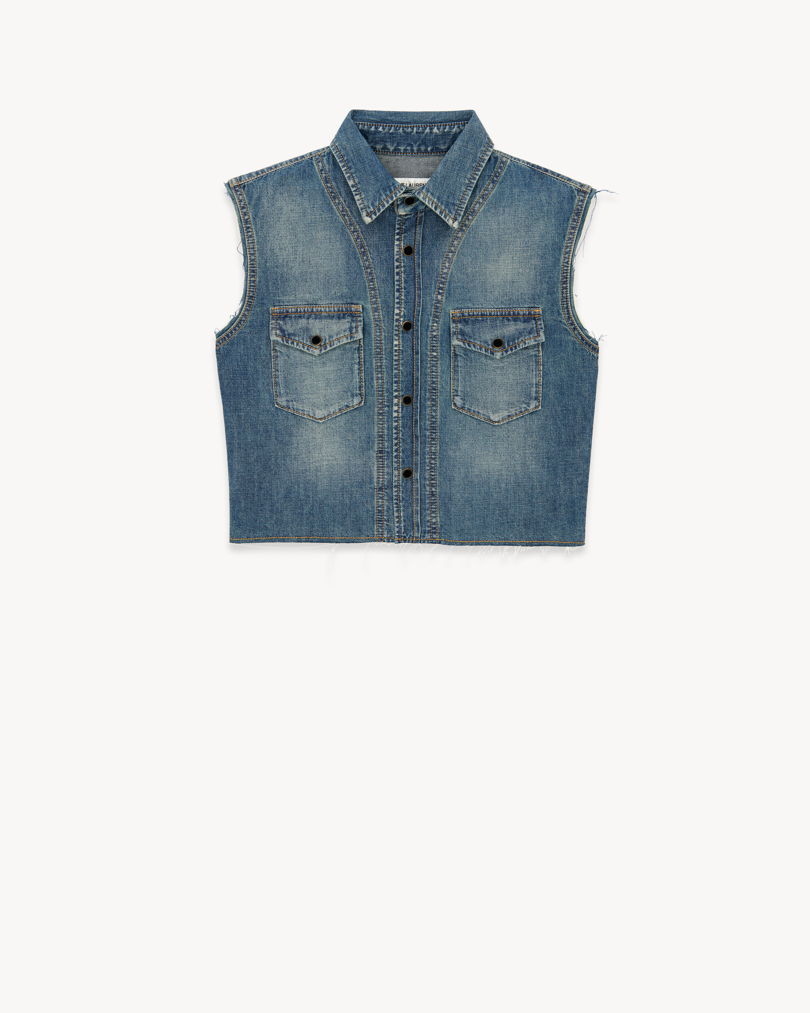 Cropped sleeveless shirt in dusty 