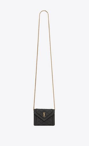 SAINT LAURENT - Gaby Raffia-Trimmed Quilted Leather Shoulder Bag - Black -  One Size for Women