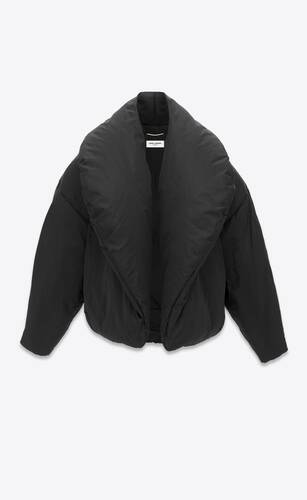 cropped puffer jacket in silk taffeta