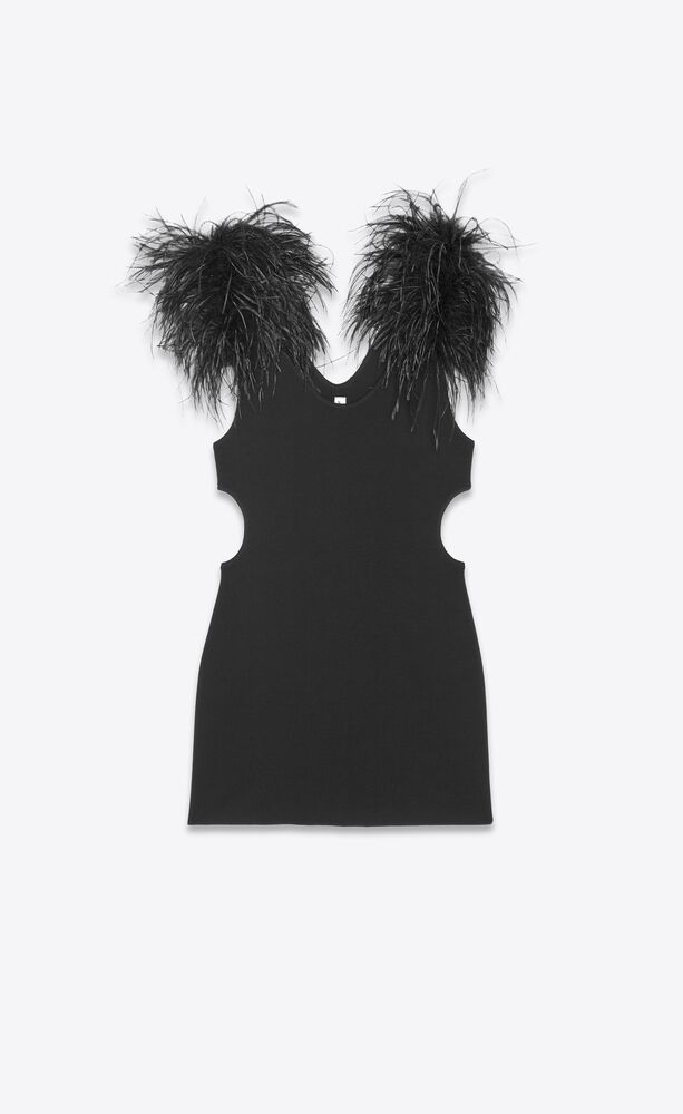 mini dress in wool and feathers
