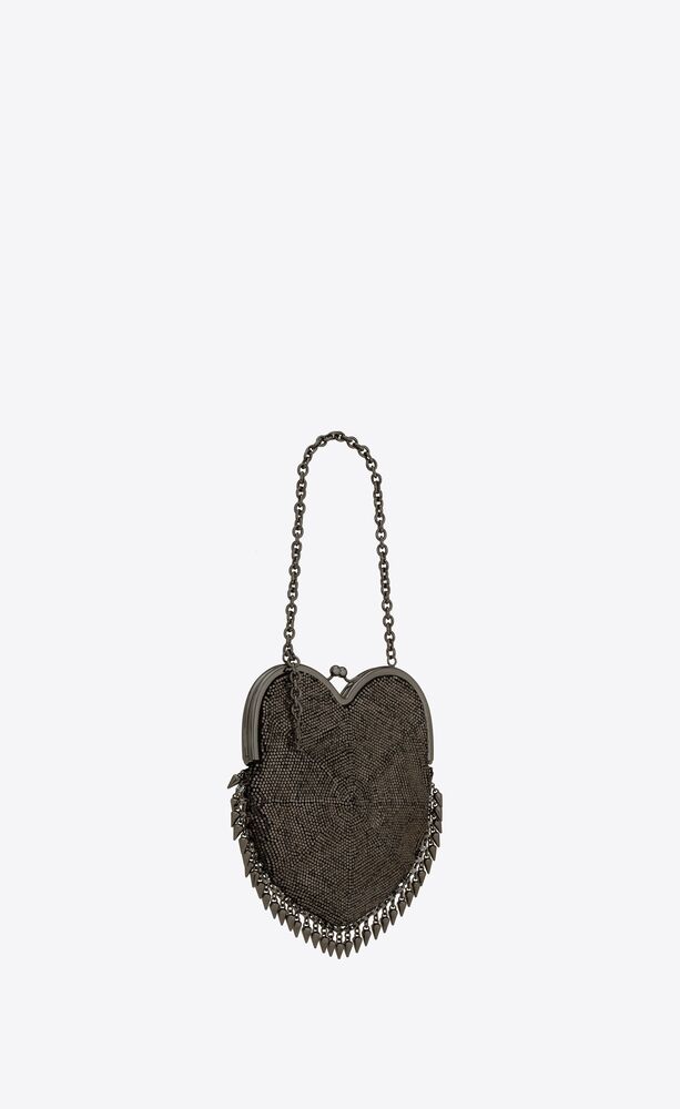 mini heart bag in metal mesh