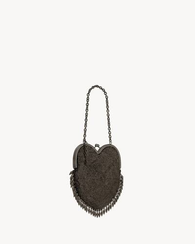 mini heart bag in metal mesh