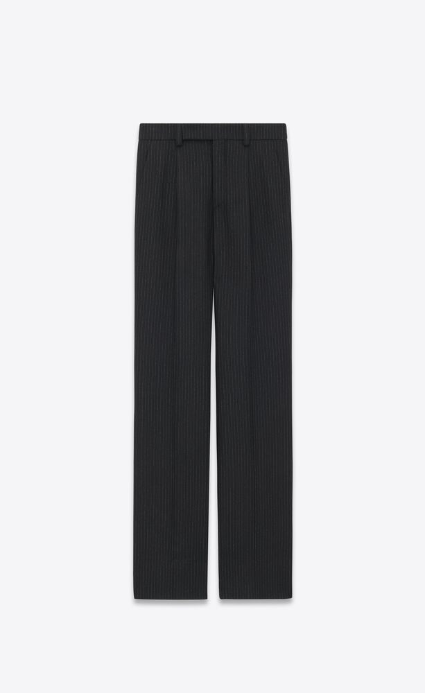 flared pants in striped wool flannel