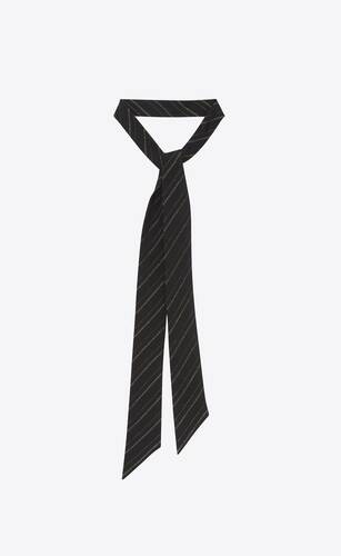 glittering striped lavallière tie in silk and metallic fiber 