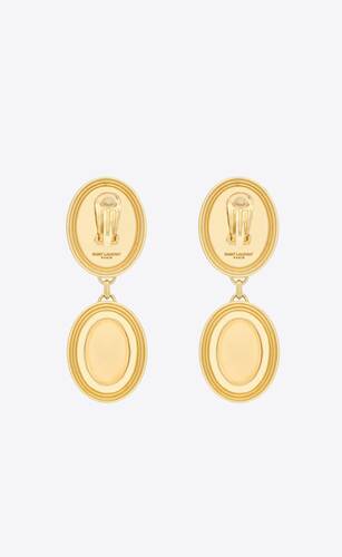 twin-oval earrings in velvet and metal