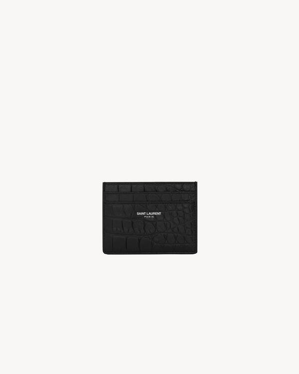 Saint Laurent Paris credit card case in grain de poudre leather in