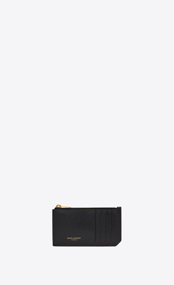 SAINT LAURENT PARIS zip around wallet in grain de poudre embossed leather, Saint  Laurent
