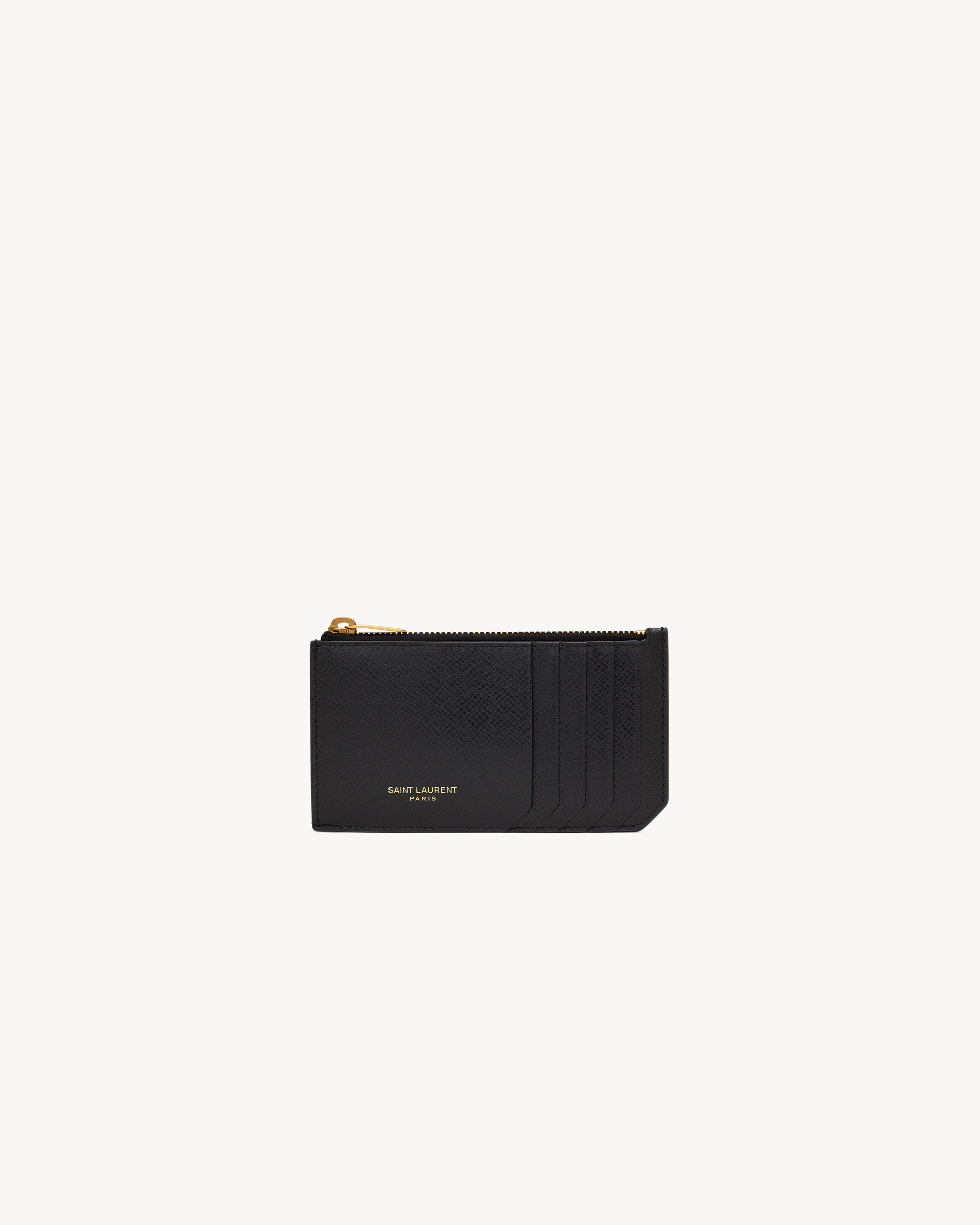 saint laurent paris fragments zip card case in coated bark leather