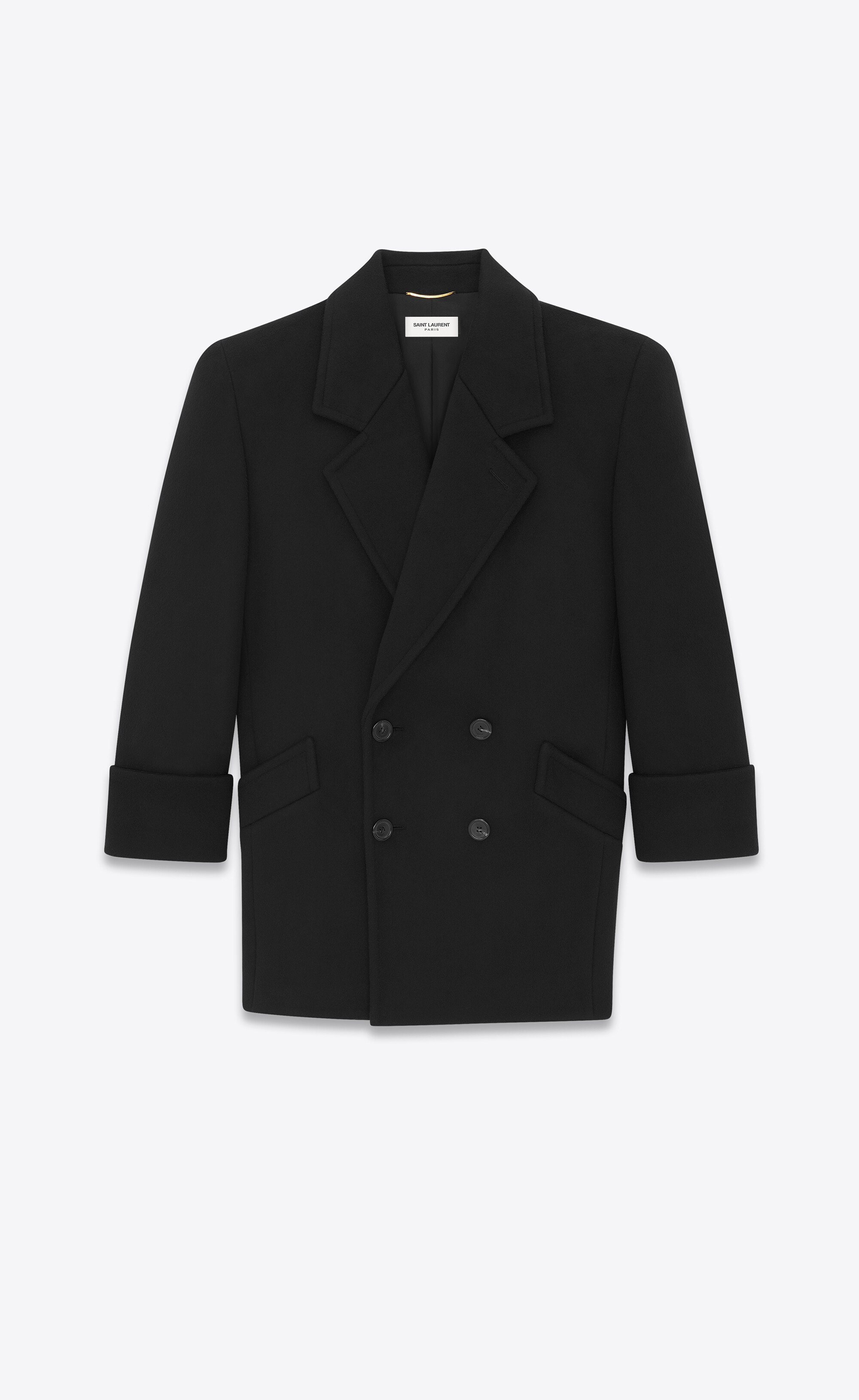Double-breasted coat in wool | Saint Laurent | YSL.com