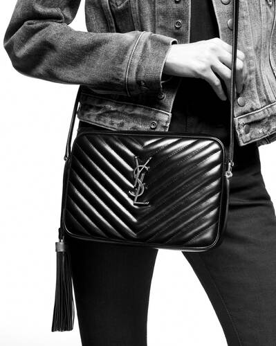 Shop Saint Laurent Lou Camera Bag In Quilted Suede And Smooth Leather