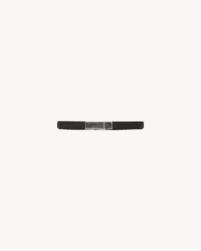 saint laurent id plaque bracelet in leather