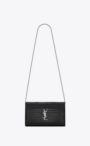 ysl croc embossed wallet on chain