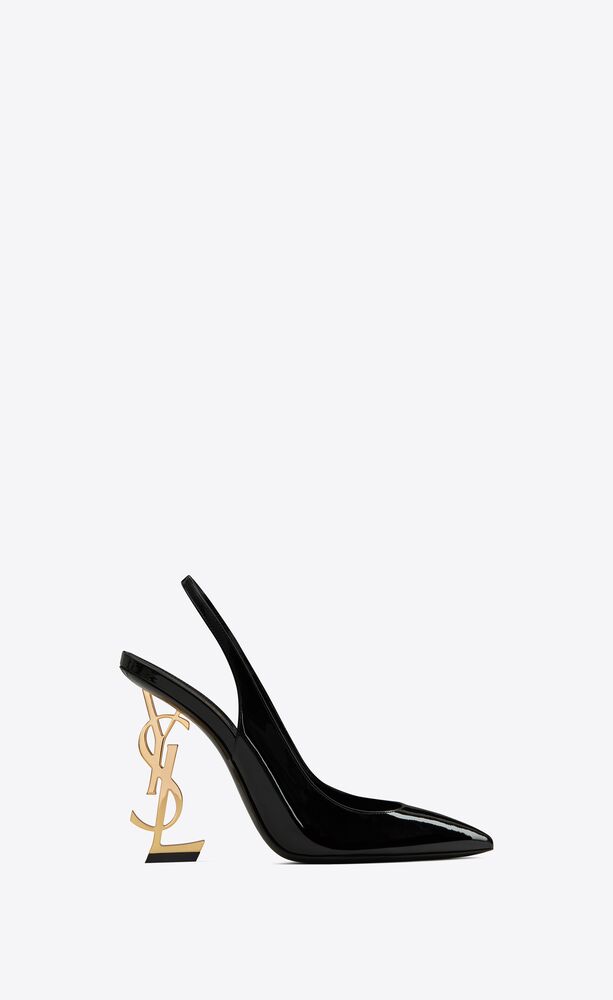 OPYUM slingback pumps in patent leather with gold-tone heel | Saint ...