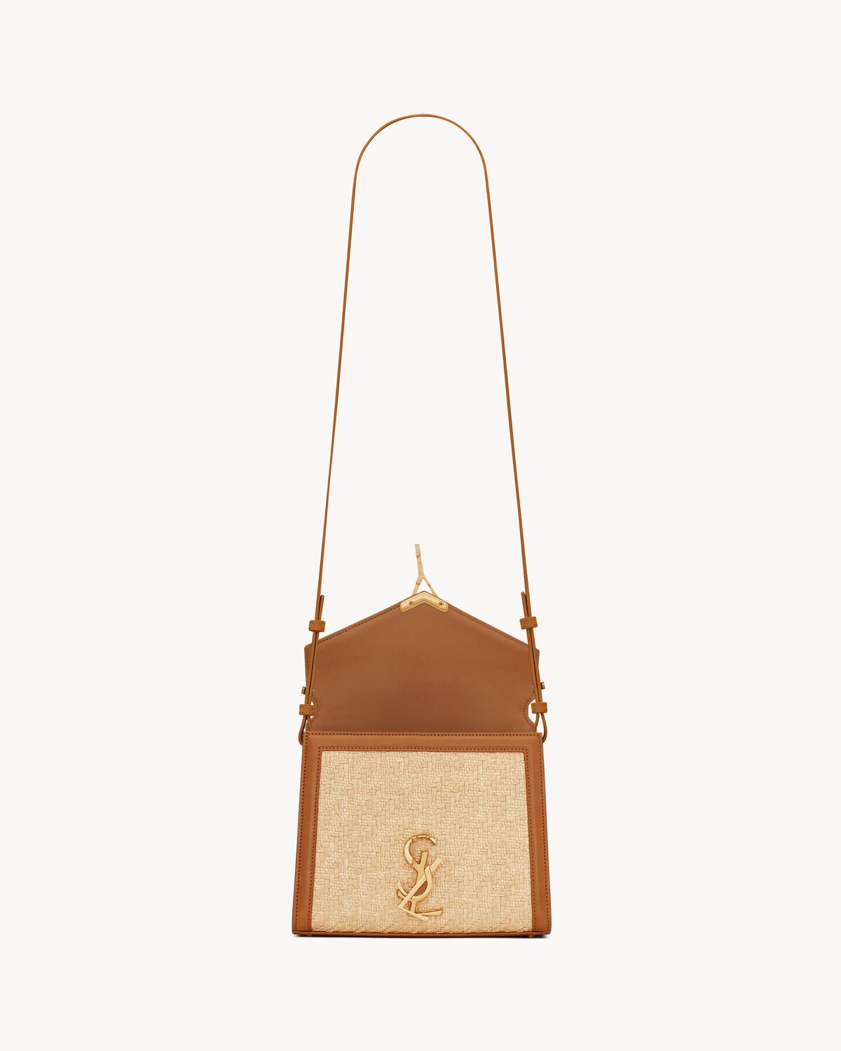 CASSANDRA Mini top handle bag in RAFFIA AND VEGETABLETANNED LEATHER