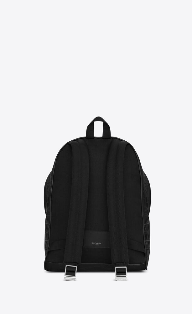 city backpack in crocodile-embossed leather