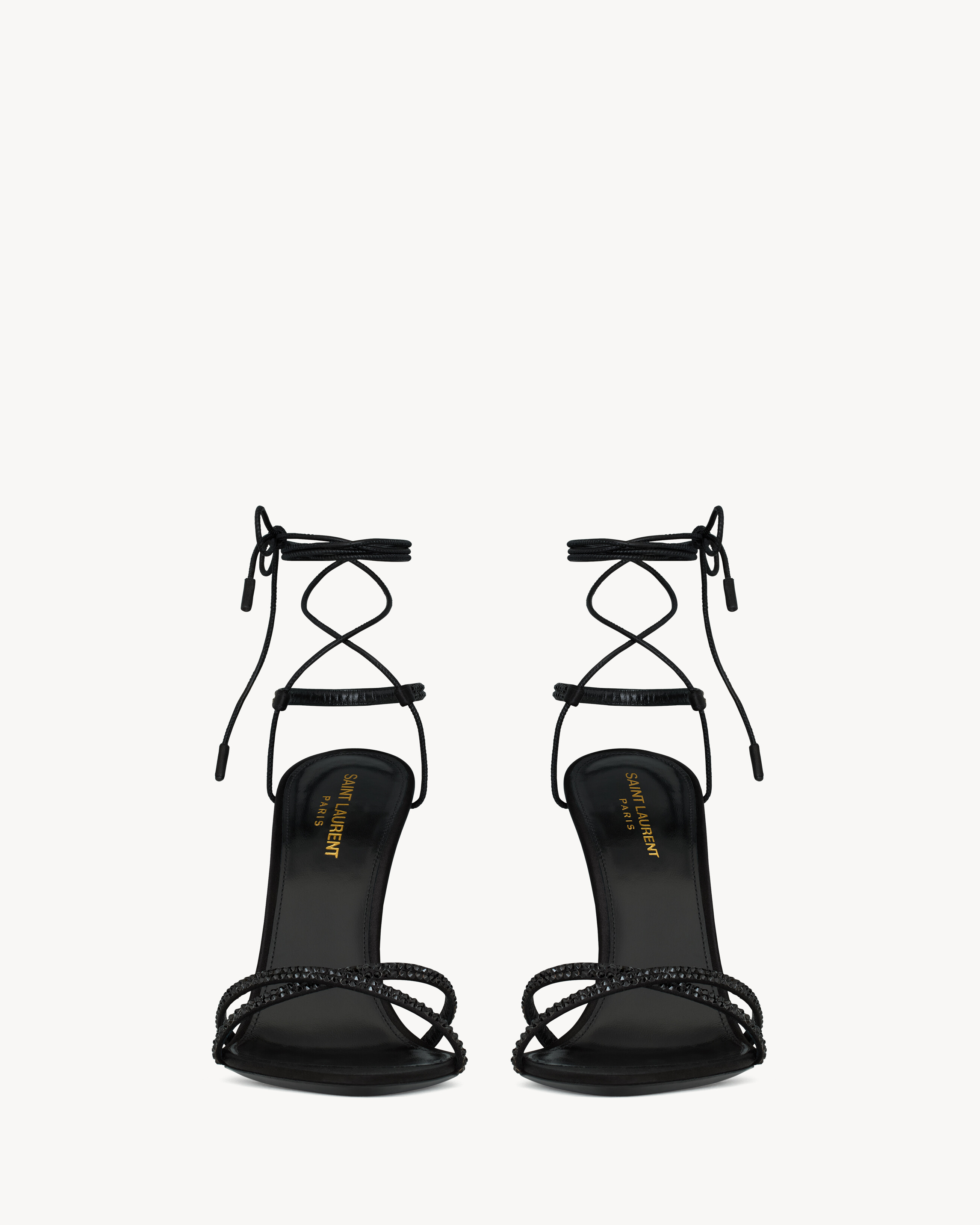 LIZA sandals in satin crepe and rhinestones