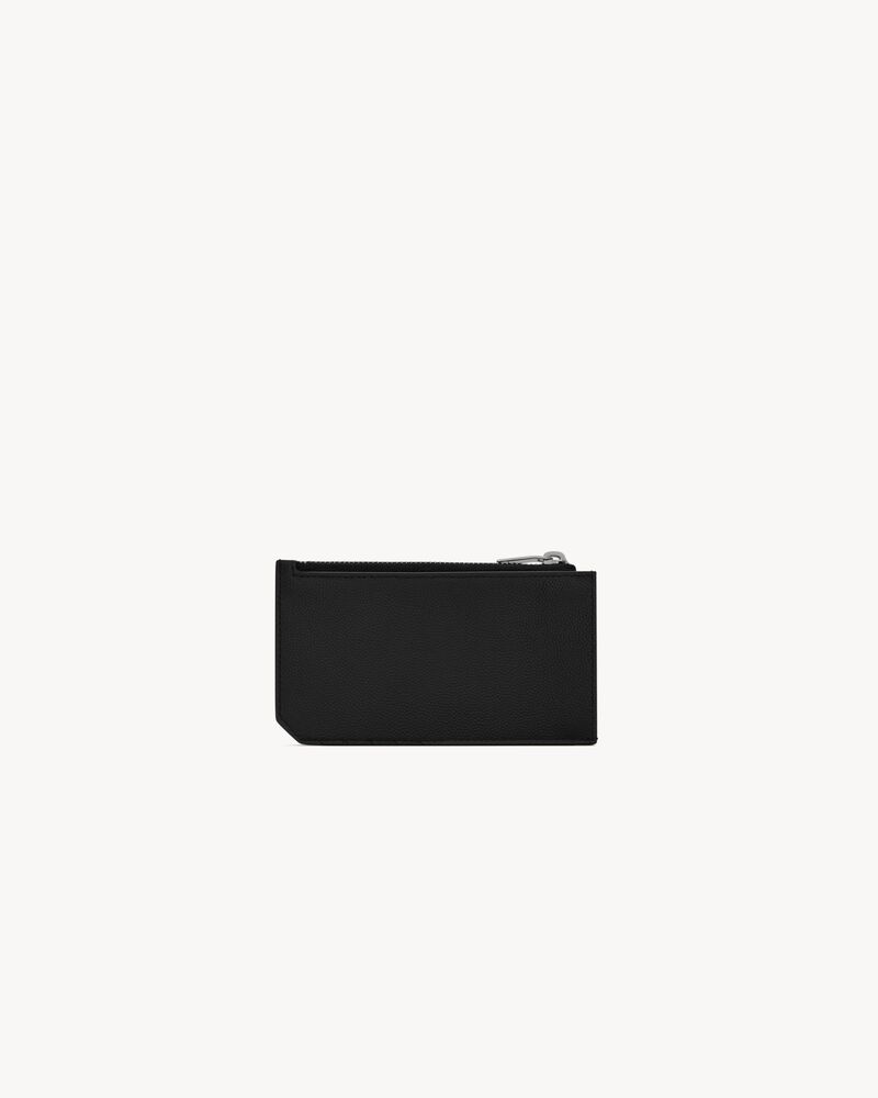 SAINT LAURENT PARIS fragments zipped card case in grain de poudre 