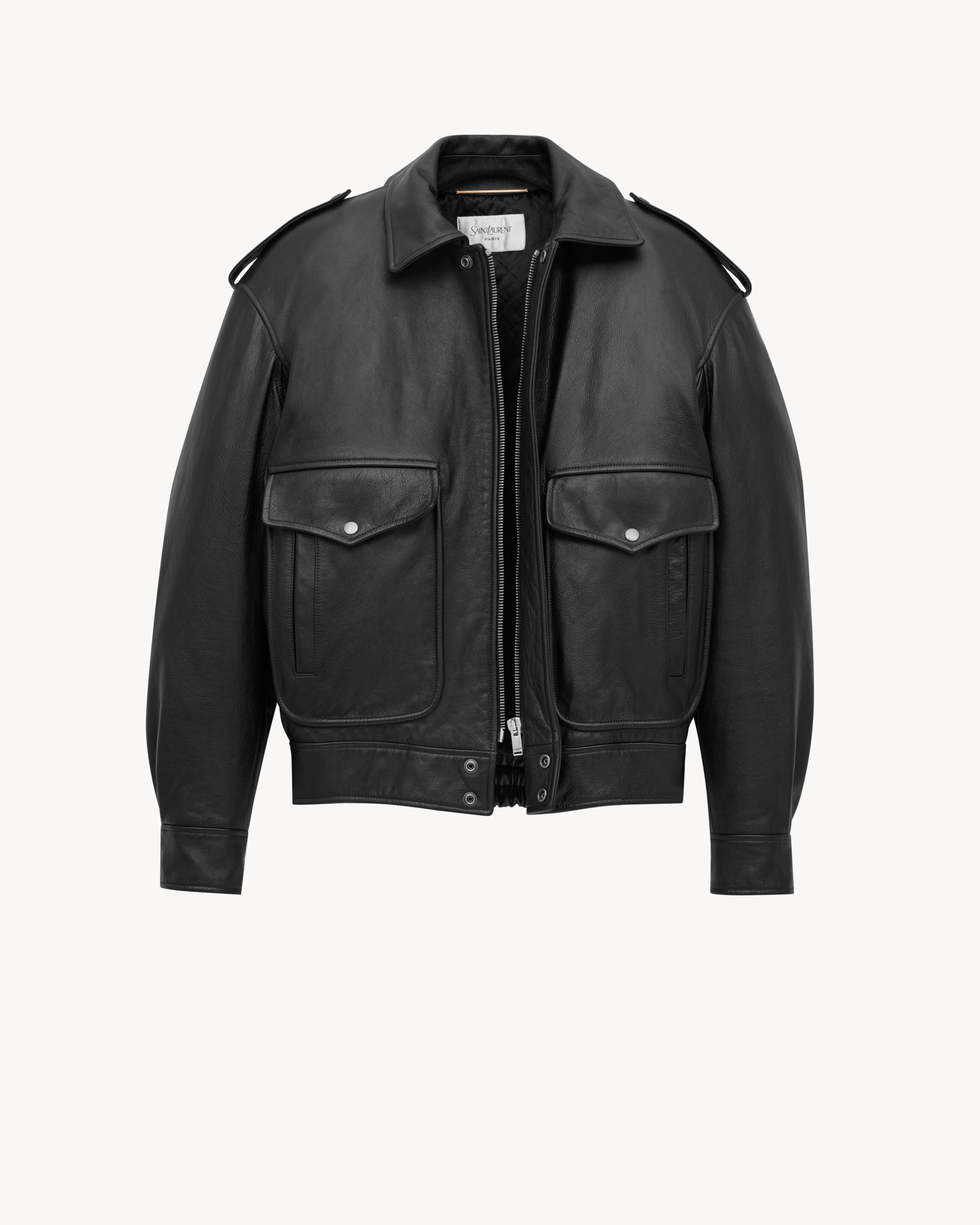 oversized jacket in grained leather