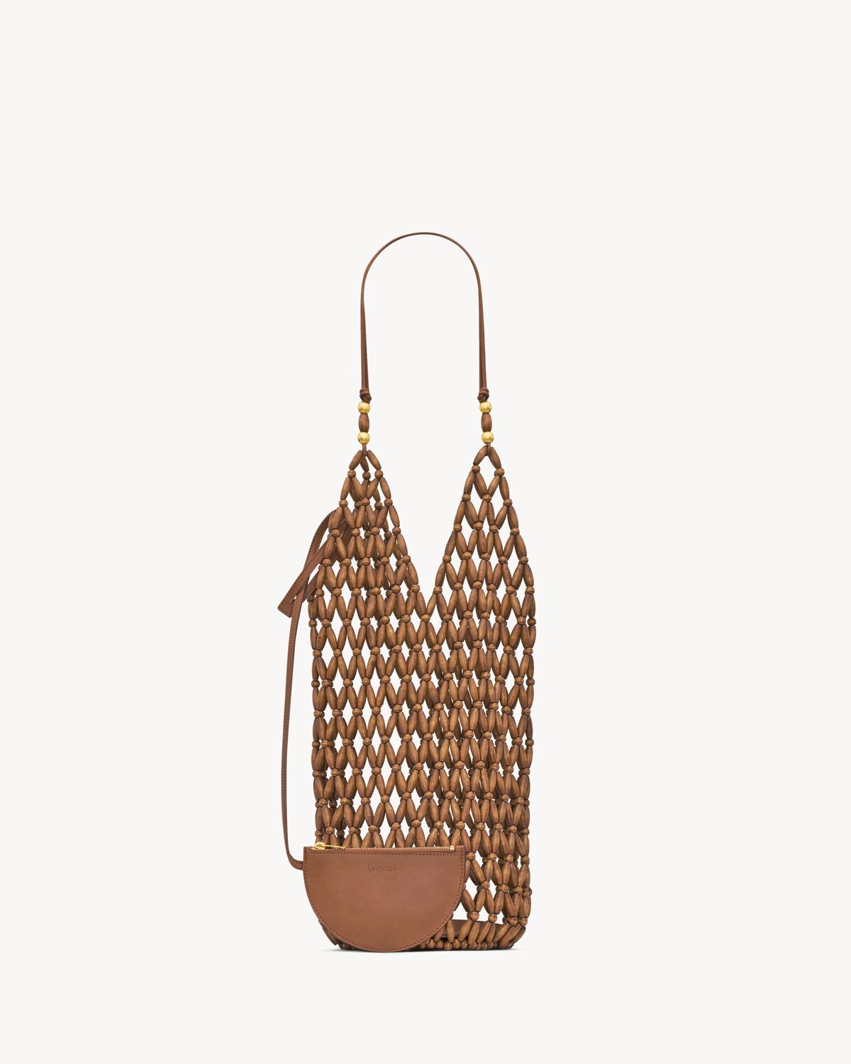 borsa a secchiello con perline di legno