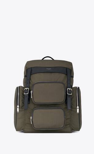 city multipocket backpack in canvas, smooth leather and nylon
