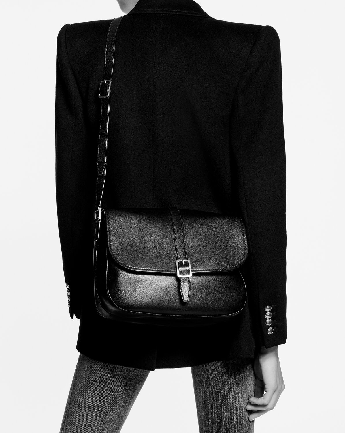 sorbonne flap bag in suede and vintage leather