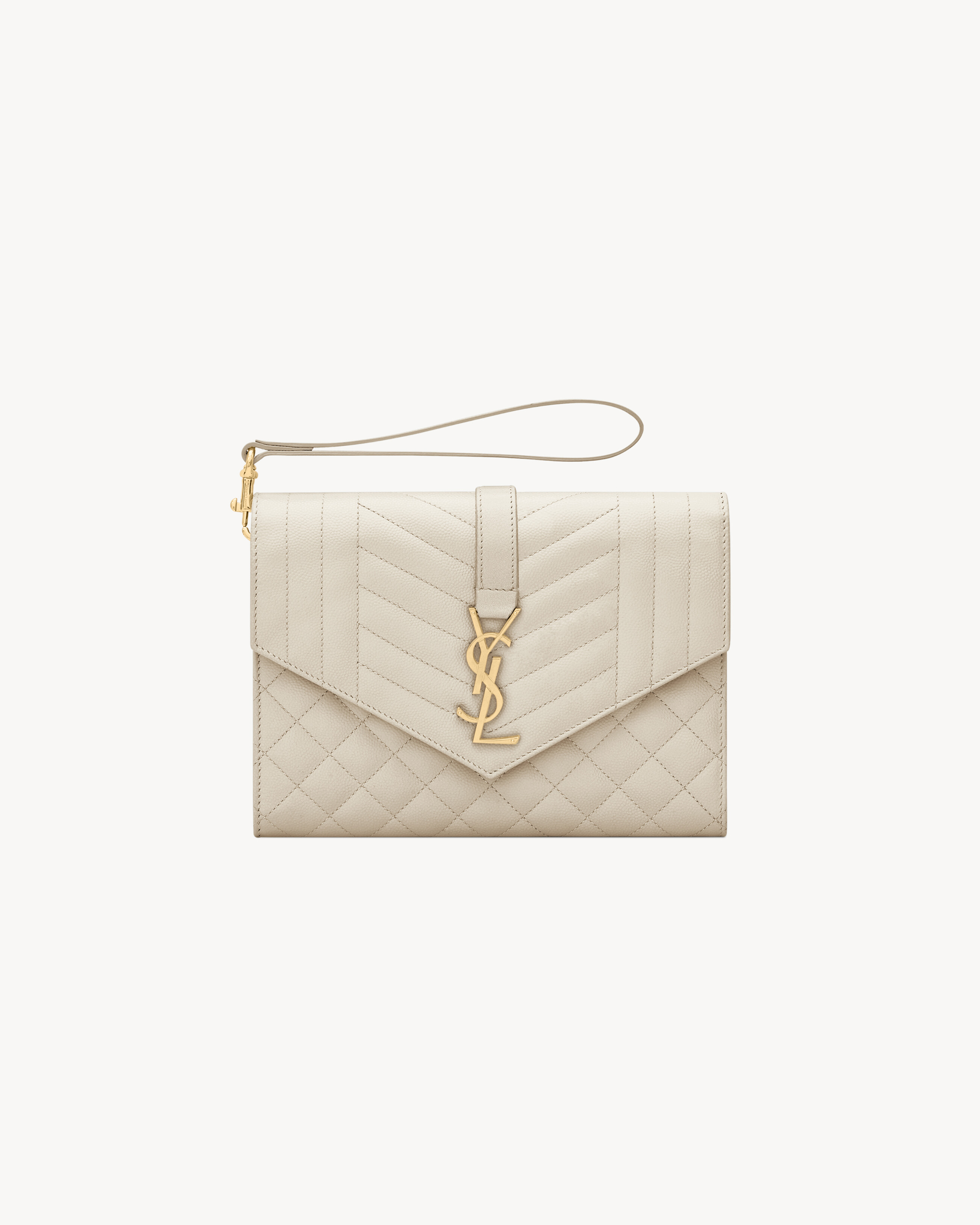 ENVELOPE FLAP pouch in MIX MATELASSÉ GRAIN DE POUDRE EMBOSSED LEATHER, Saint  Laurent