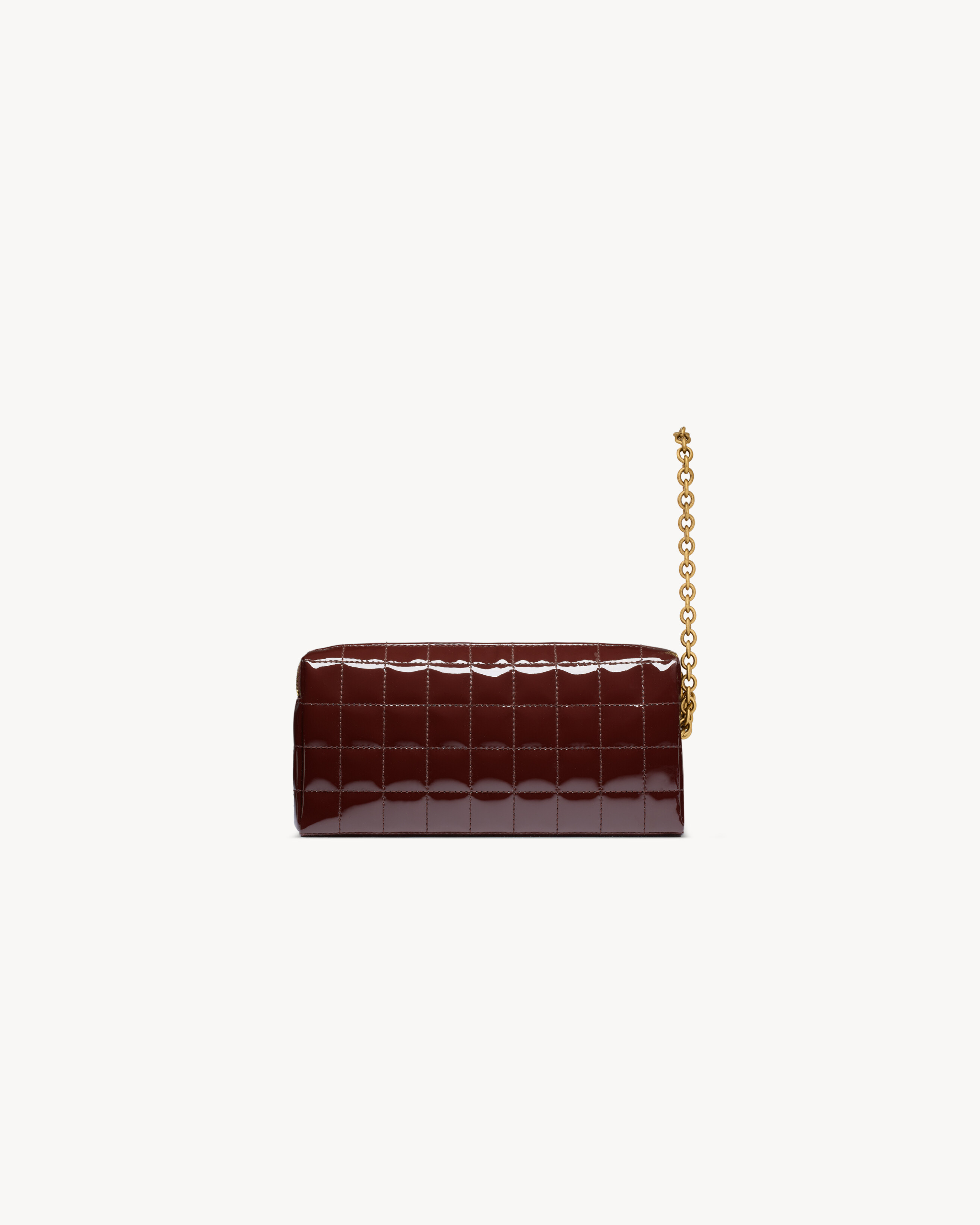 Pochette Cassandre matelassé carré con catena in tela lucida