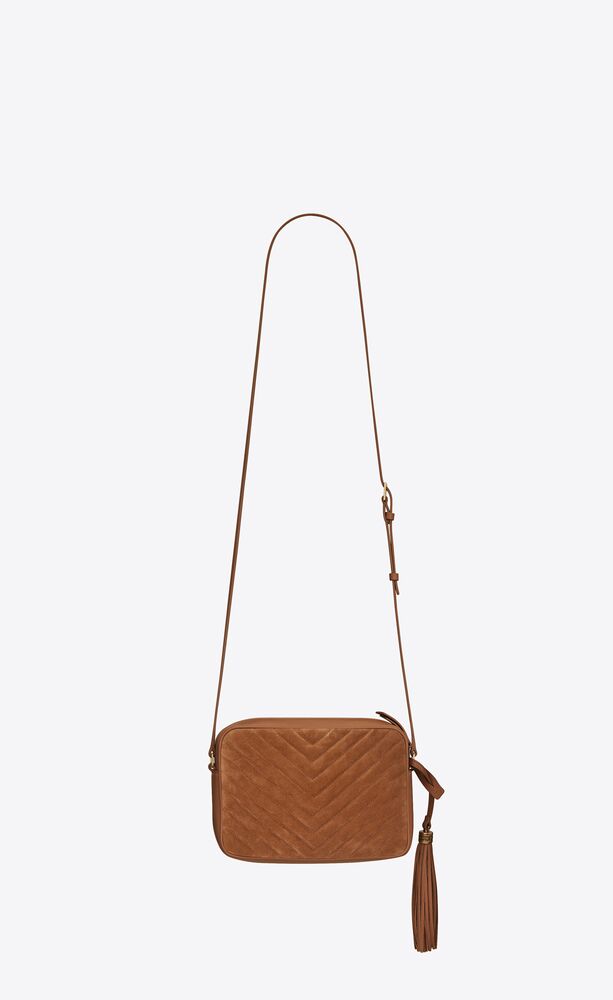 lou camera bag in quilted suede and smooth leather