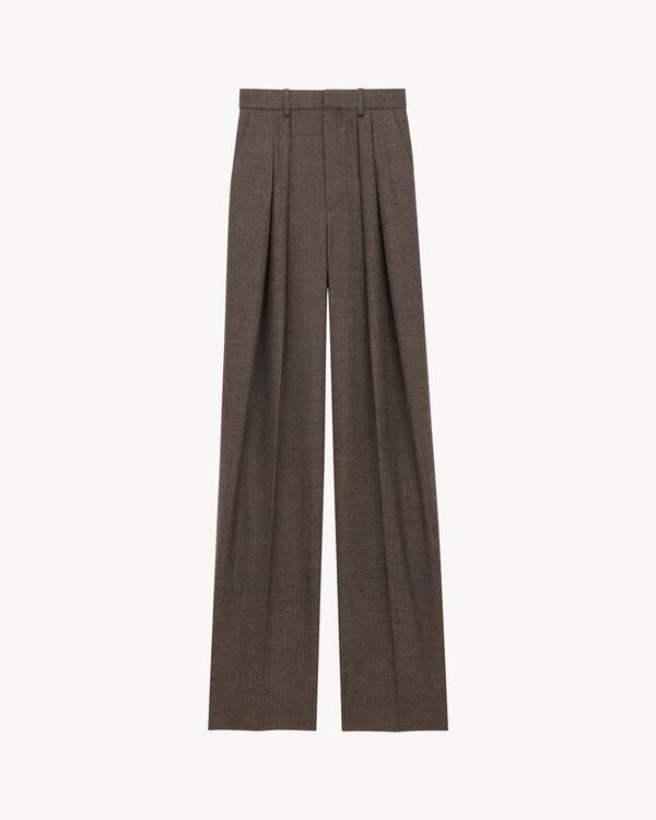 パンツ SAINT LAURENT WOOL WIDE-LEG TROUSERS High-rise wool wide-leg pants in blue - Saint Laurent