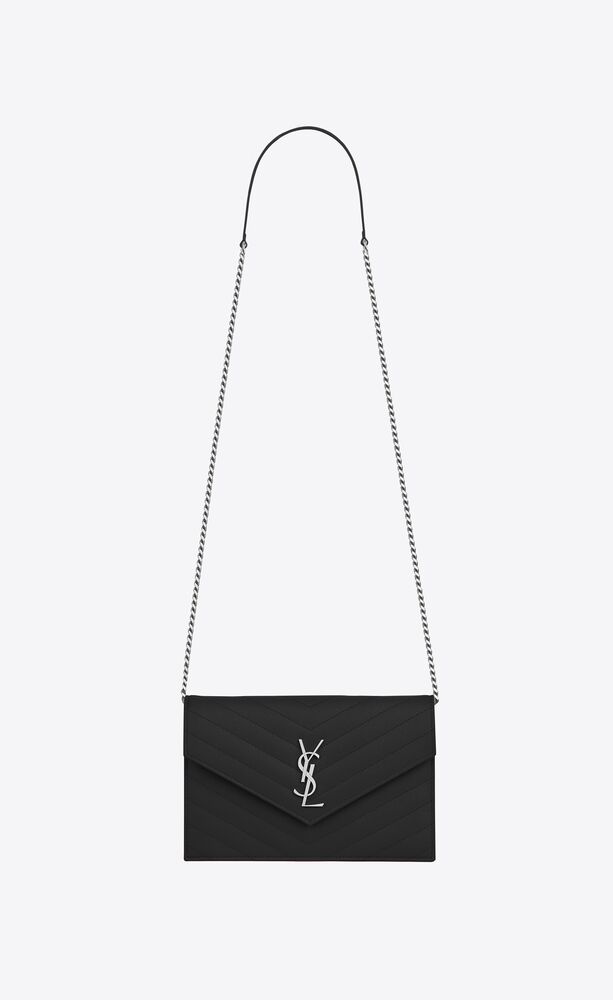 saint laurent black monogramme envelope chain wallet bag