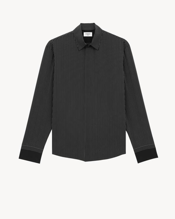 CASSANDRE shirt in striped silk in Black | Saint Laurent | YSL EN-US CASSANDRE shirt in striped silk in Black | Saint Laurent | YSL EN-US