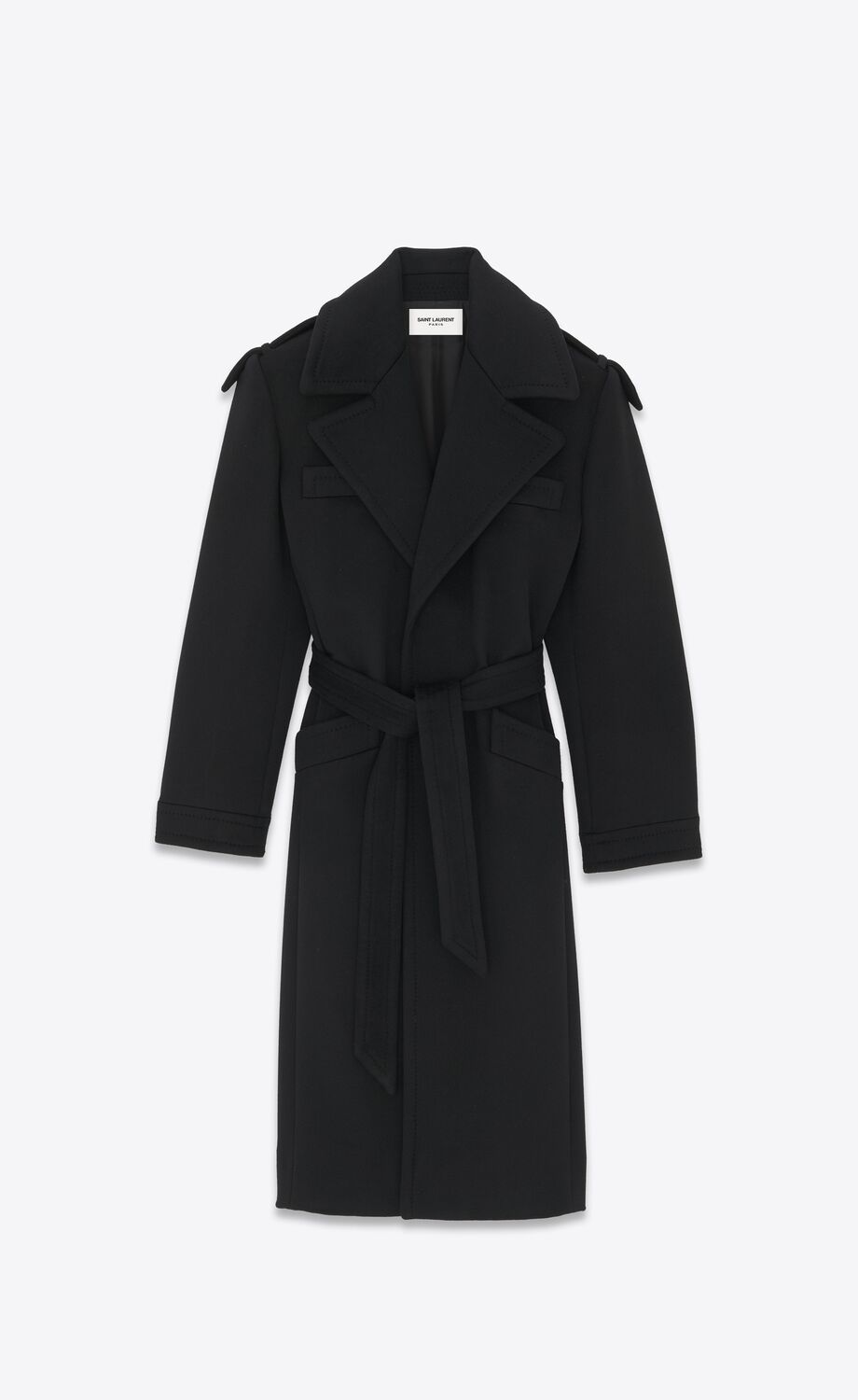 Belted coat in cashmere and wool | Saint Laurent | YSL.com