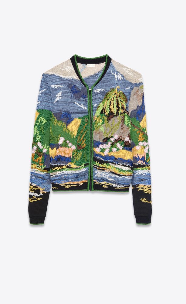 teddy jacket in tropical embroidered jacquard