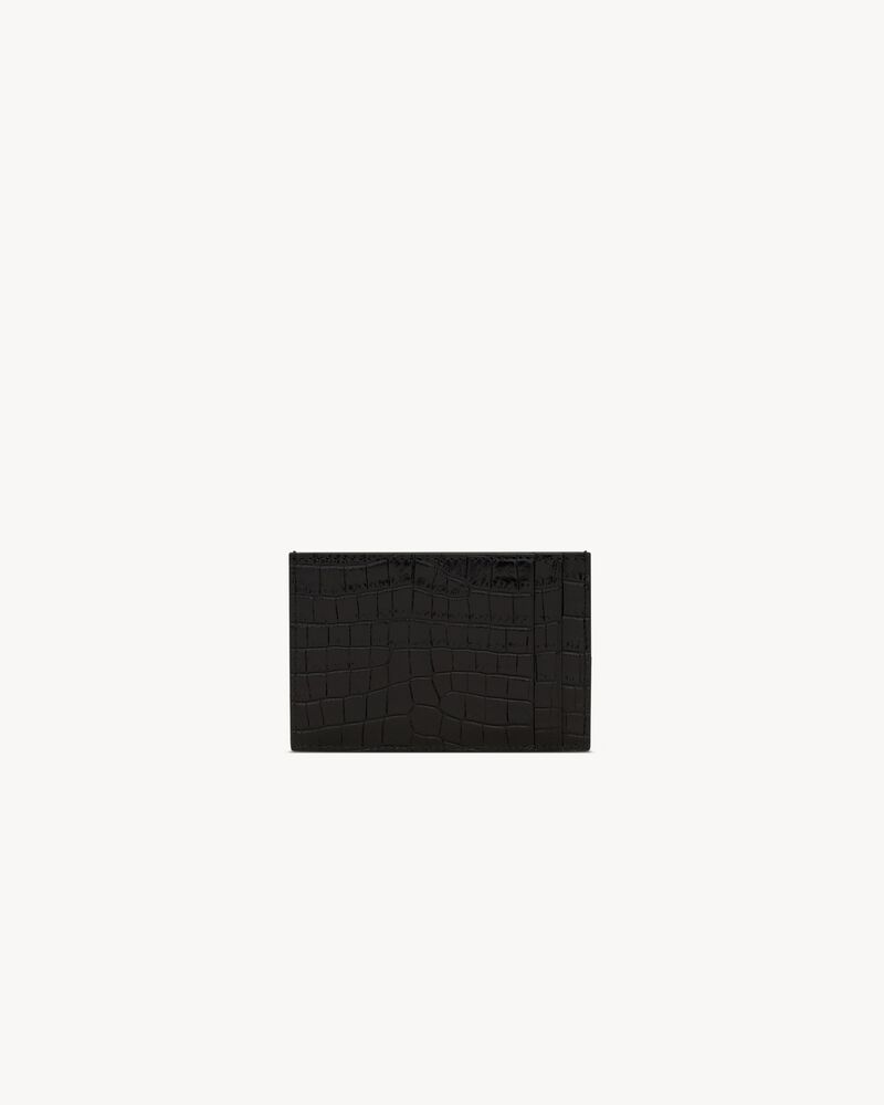 UPTOWN FLAP card case in crocodile-embossed shiny leather