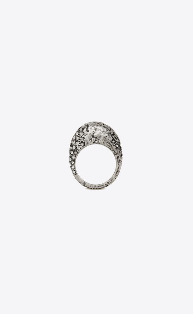 bumpy rhinestone ring in metal