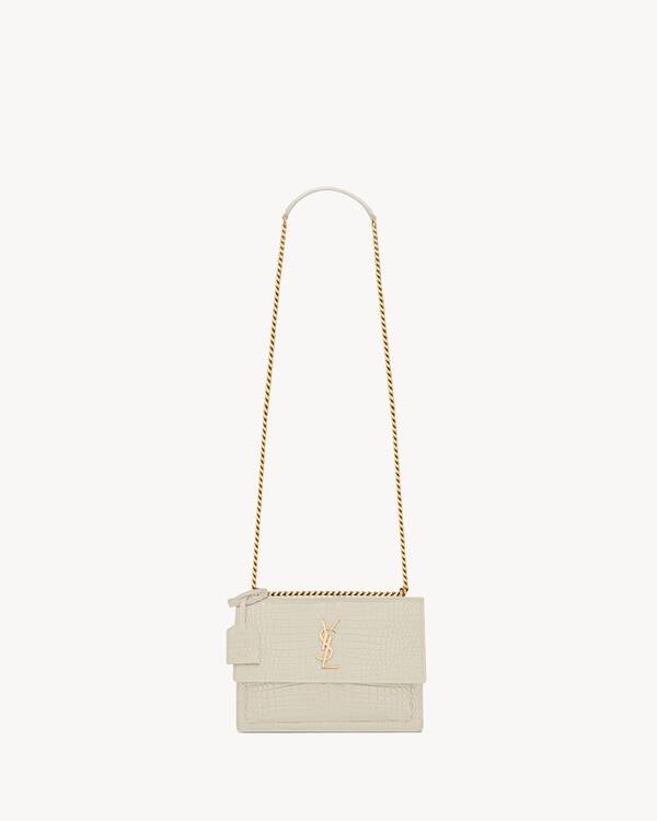 SUNSET MEDIUM IN CROCODILE-EMBOSSED LEATHER