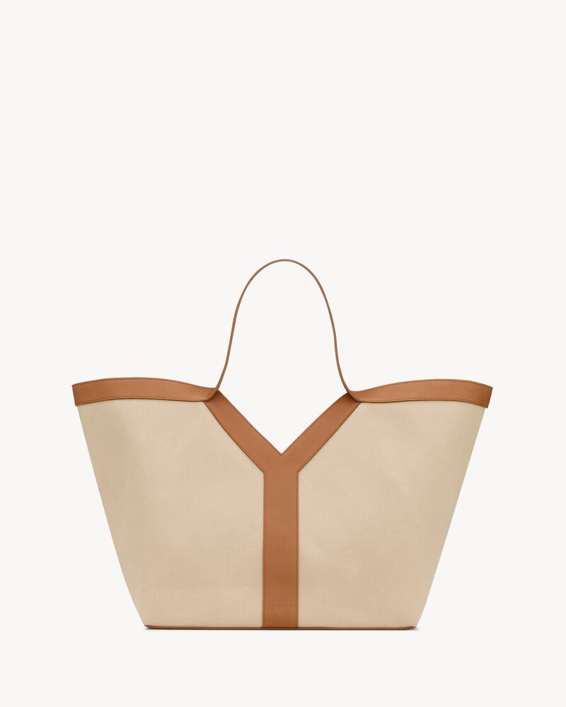 Y TOTE IN CANVAS AND LEATHER 