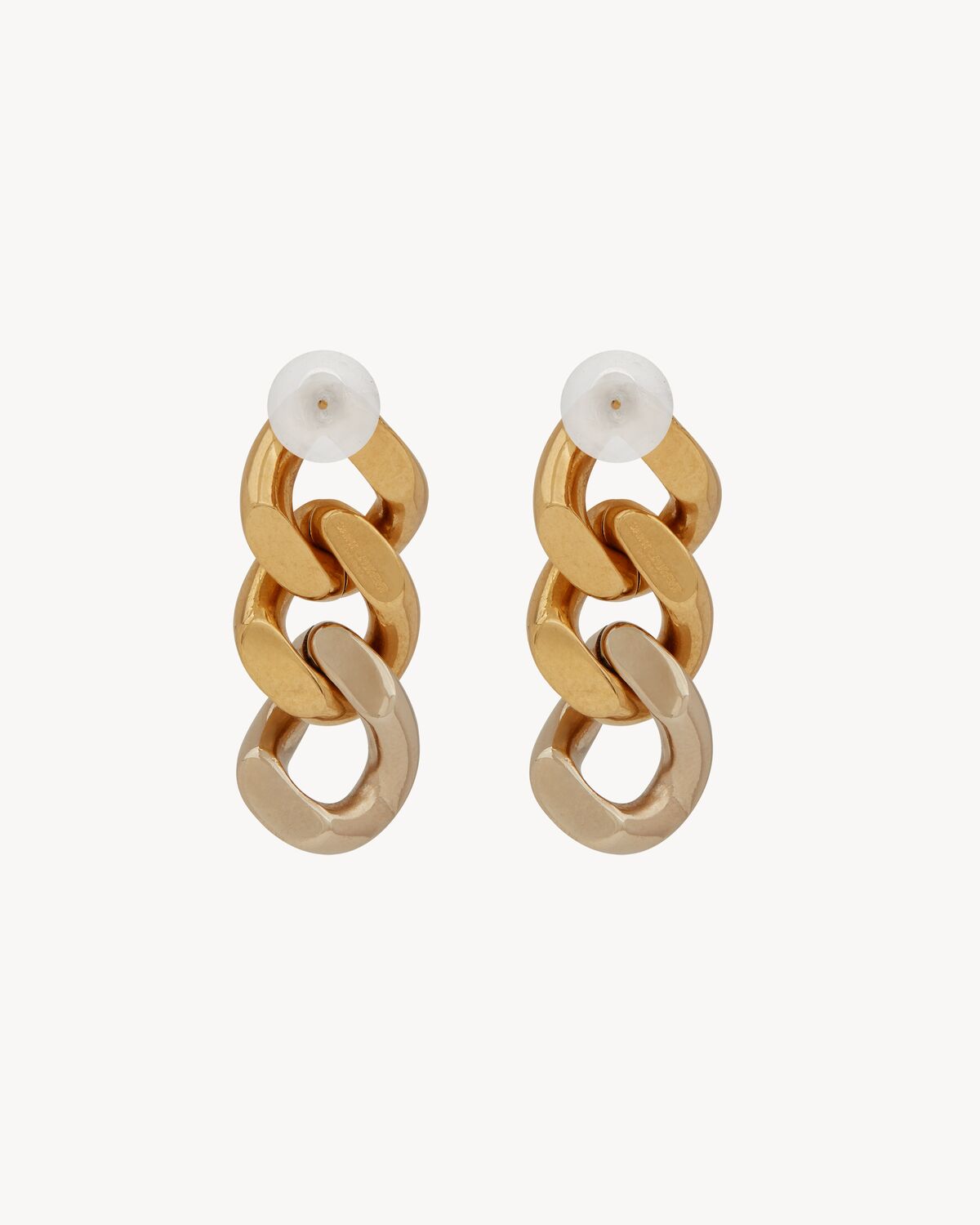 three curb chain links earrings in metal