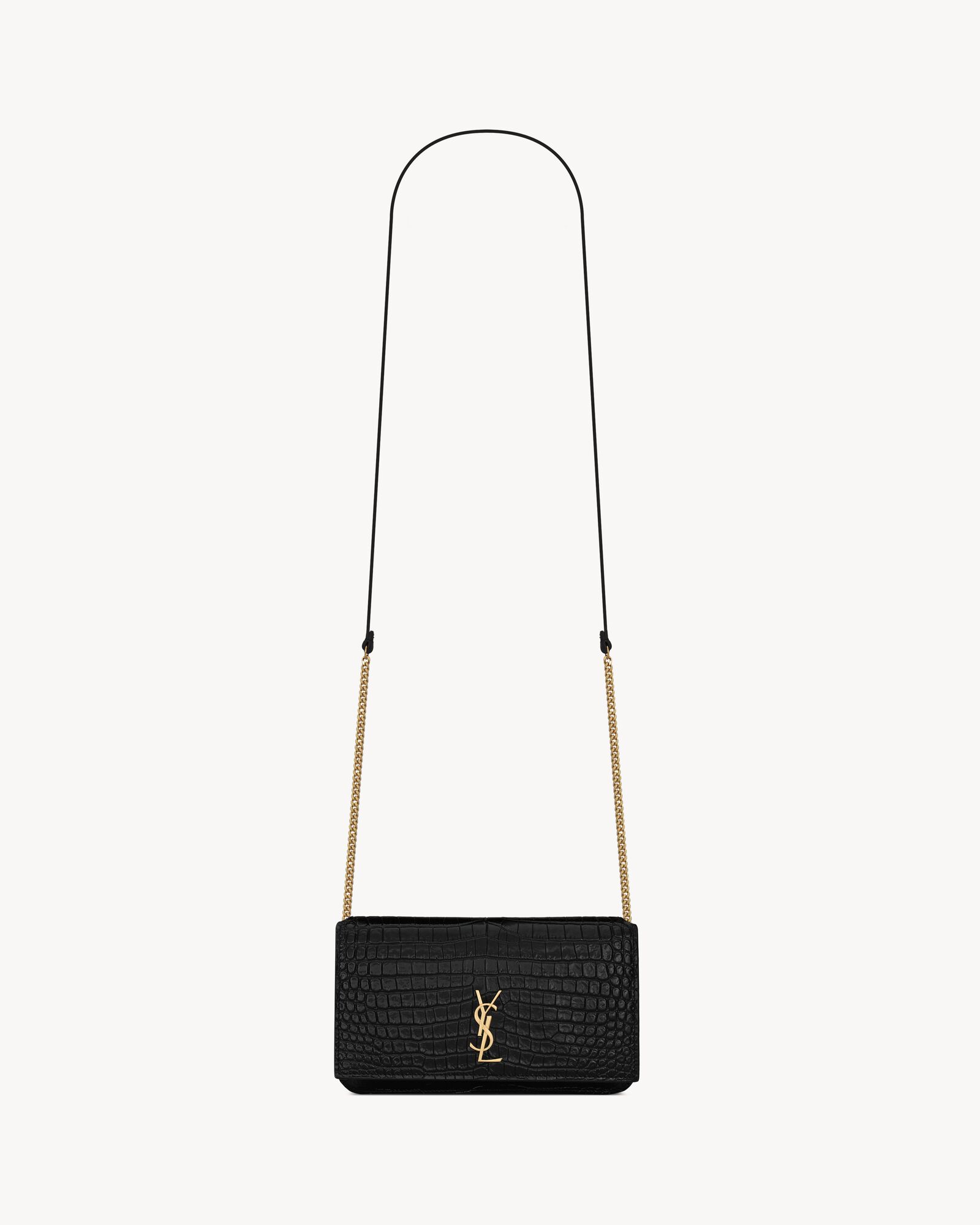 CASSANDRE phone holder in SHINY crocodile-embossed leather — 820175DND1J1000